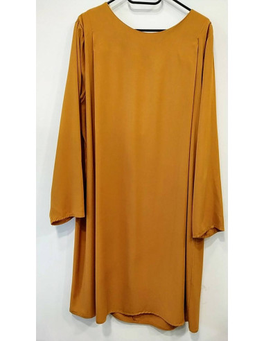 DRESS WITH V ON THE BACK MUSTARD COLOR