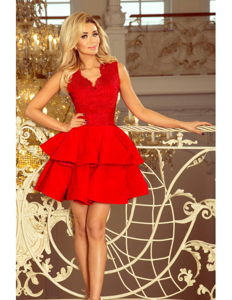 Βραδινό Φόρεμα Numoco με δαντέλα RED