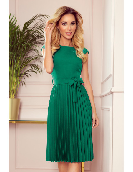 Evening Chiffon Dress with short sleeves Green