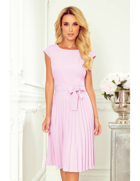 Evening Chiffon Dress with short sleeves bright heather