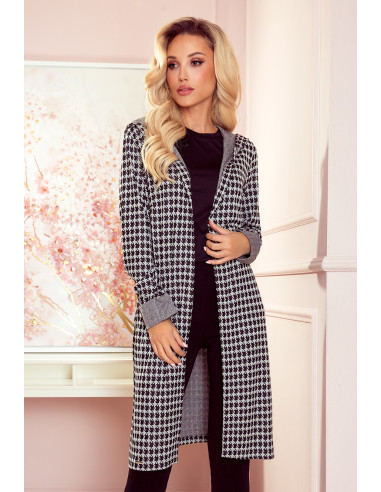 Woman's Jacket with hood and pockets Houndstooth 