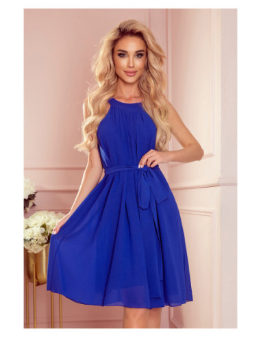 Woman's Chiffon Dress with a binding Blue 