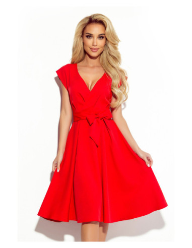Woman's  Flared Dress with a neckline Red 