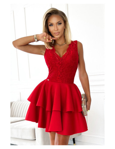 Woman's Dress with lace neckline and foam Red 