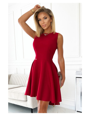 Woman's Elegant dress with a longer back Red with glitter 